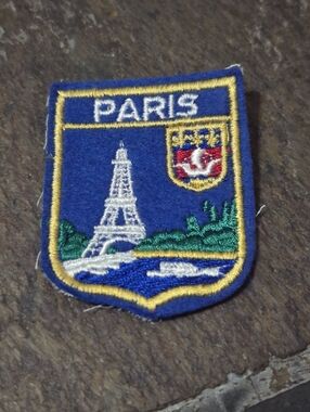 Vintage PARIS Embroidered Souvenir Patch - Blue & Gold